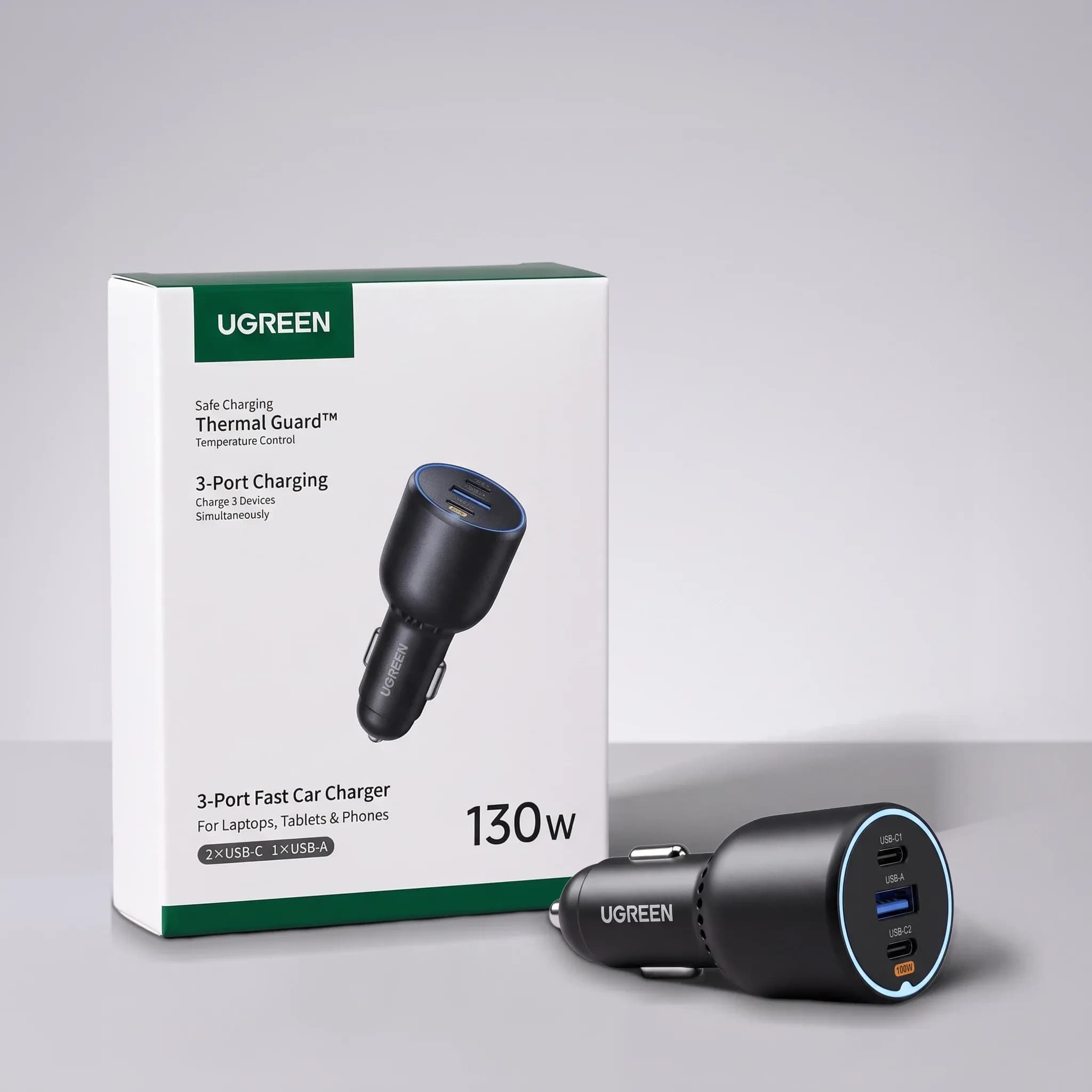 Автомобильное зарядное устройство UGREEN 130W 3-Port