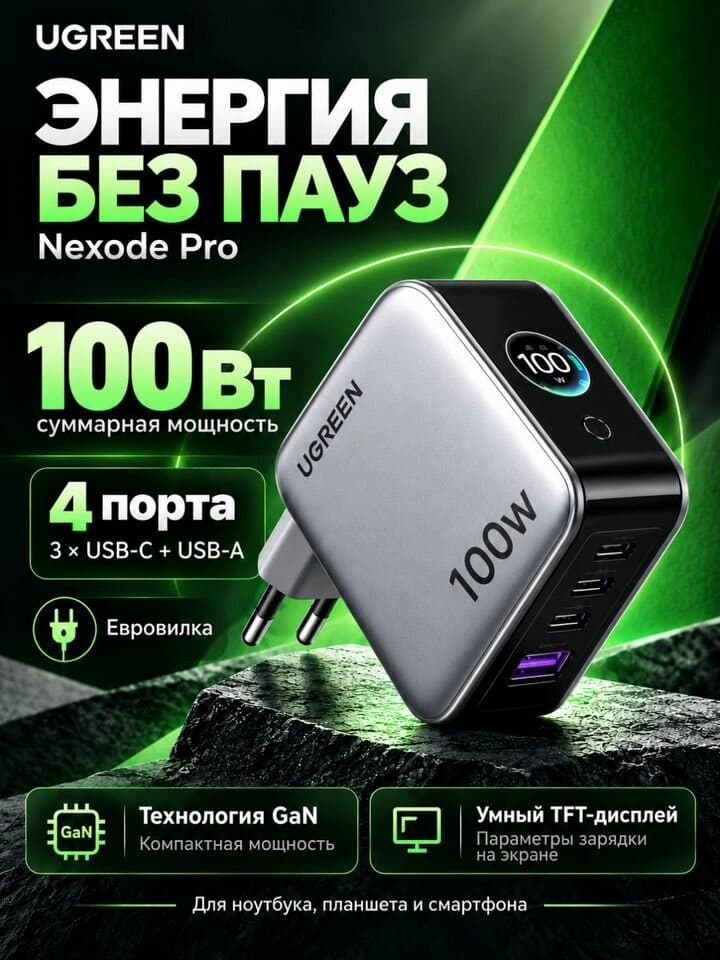 Сетевое зарядное устройство UGREEN Nexode Pro 100W