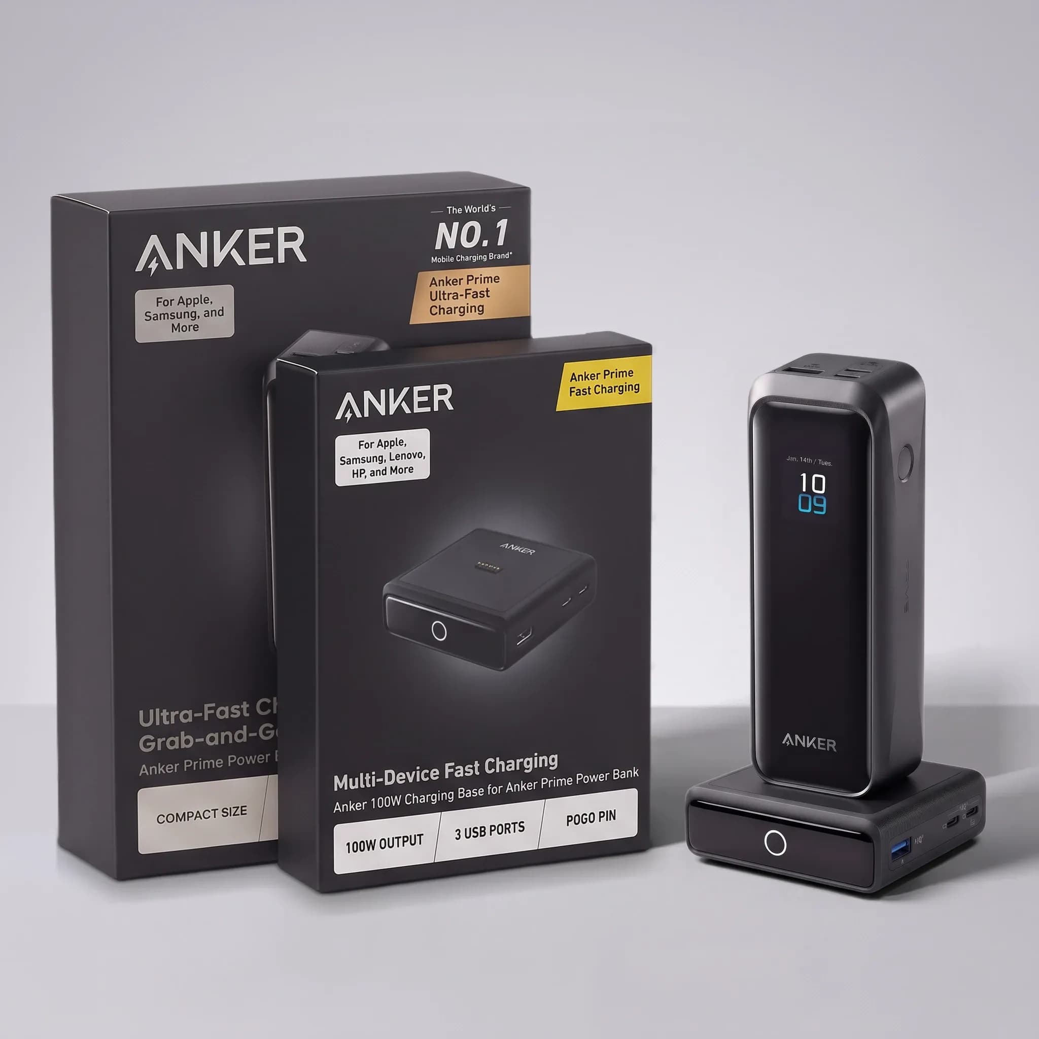 Пауэрбанк Anker Prime 20K 220W с зарядной базой 100W, 20100 мА·ч