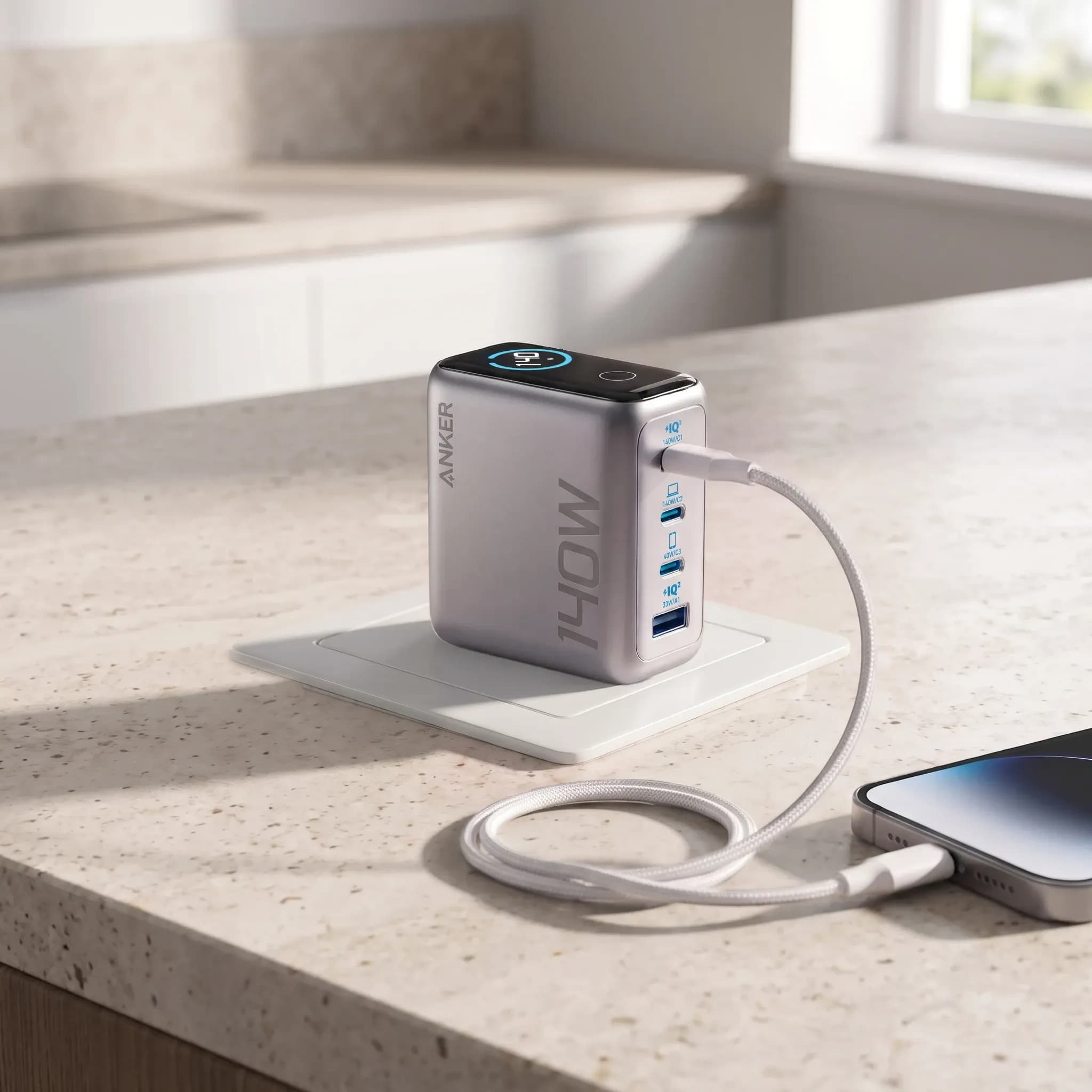Сетевое зарядное устройство Anker Zolo 140W, серебристый