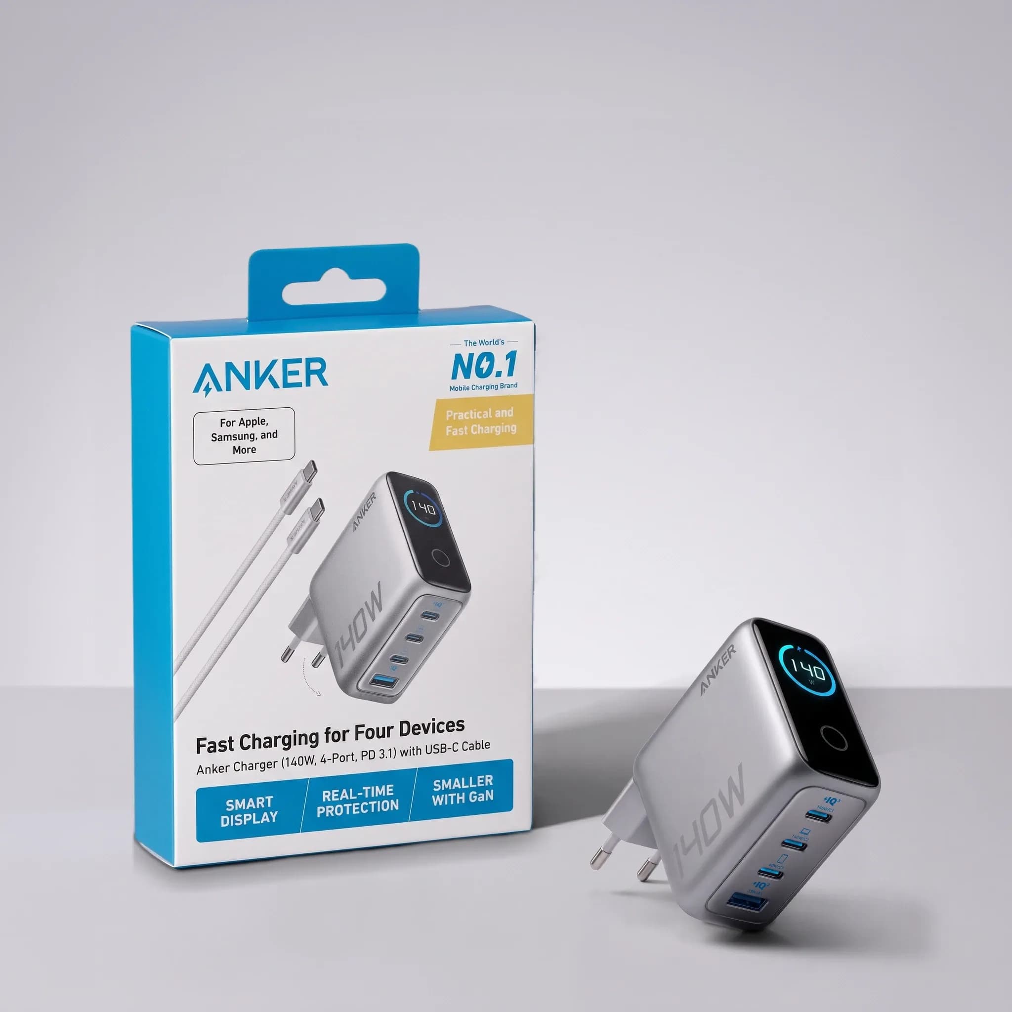 Сетевое зарядное устройство Anker Zolo 140W, серебристый